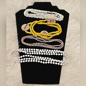 Bundle Of Elegant Women's Yellow, White And Gold Tone Beaded Necklaces 🌴